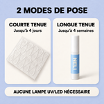 Deux modes de pose NELI : Gel Pads jusqu’à 4 jours ou colle jusqu’à 4 semaines