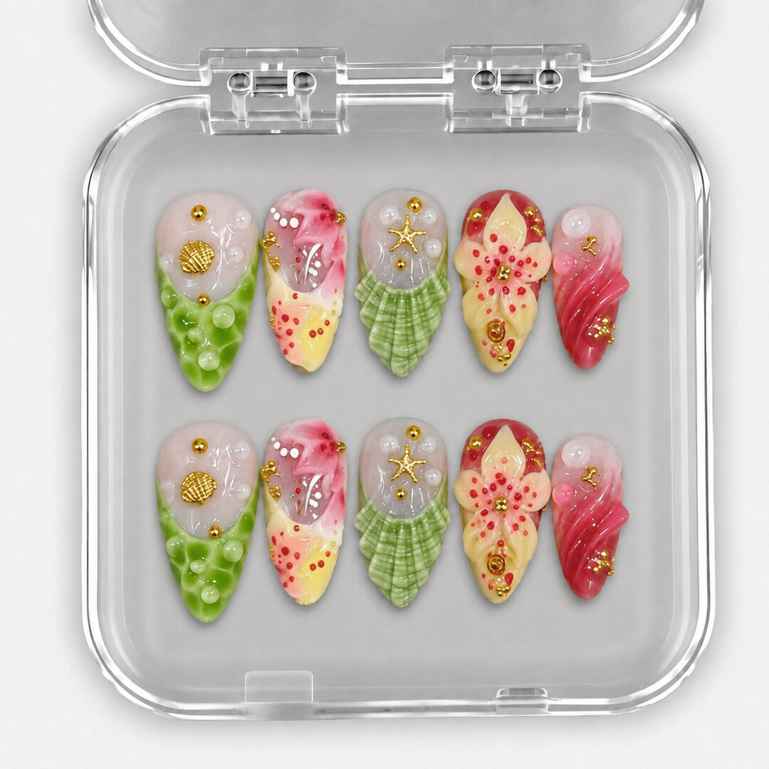 Hibiscus Tide – Press-On Nails NELI SUMMER 2026
