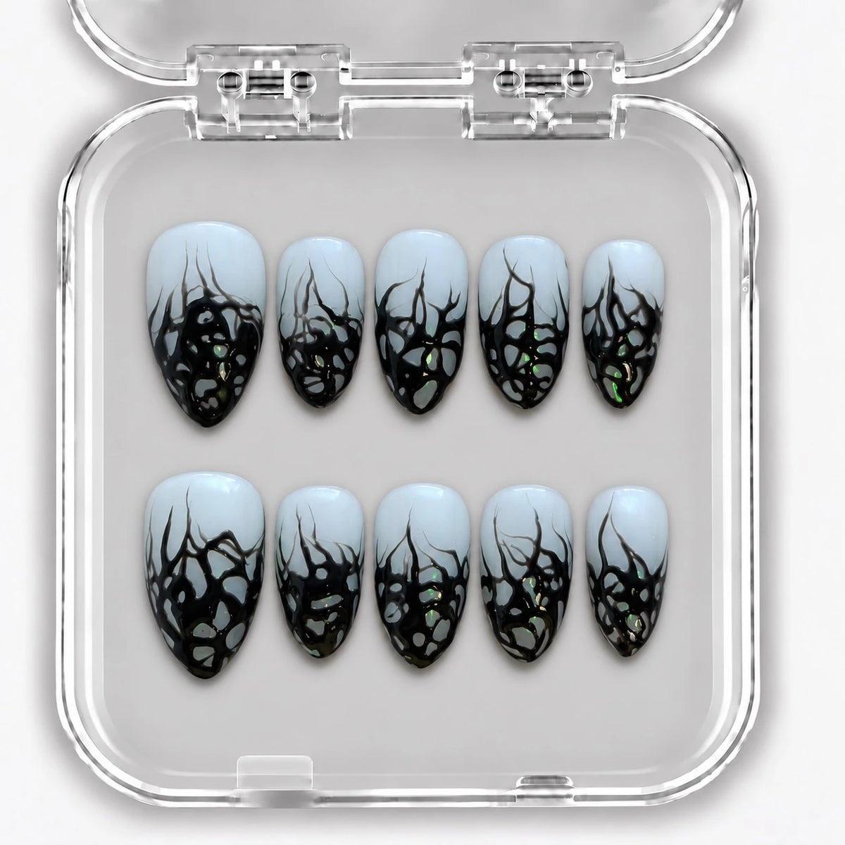Press-on nails NELI – Emerald Web Mini – coffret de 10 ongles